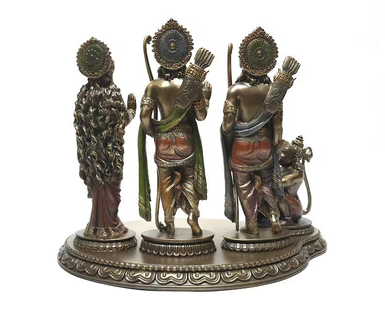 Deveie Crafts Ramdarbar Statue, Lord Rama, Lord Hanuman, Lord Lakshman, Sita Mata, Rama family statue, Hindu Gods statue, Ram With Hanuman - Deveie
