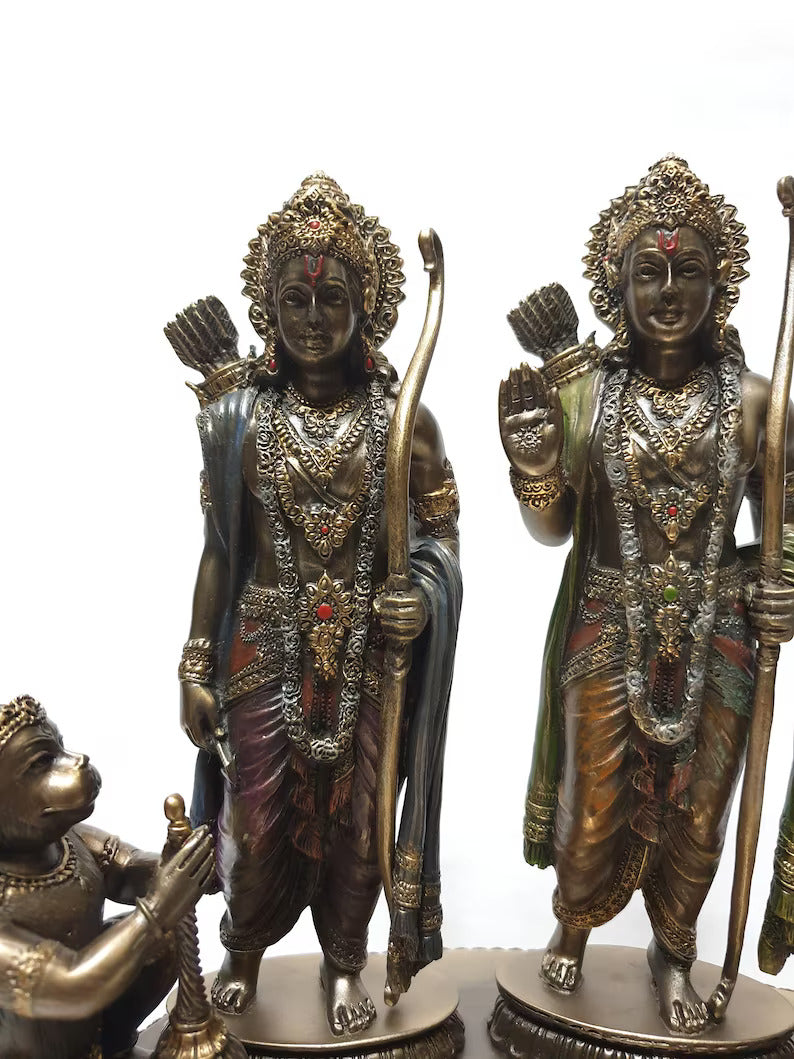 Deveie Crafts Ramdarbar Statue, Lord Rama, Lord Hanuman, Lord Lakshman, Sita Mata, Rama family statue, Hindu Gods statue, Ram With Hanuman - Deveie