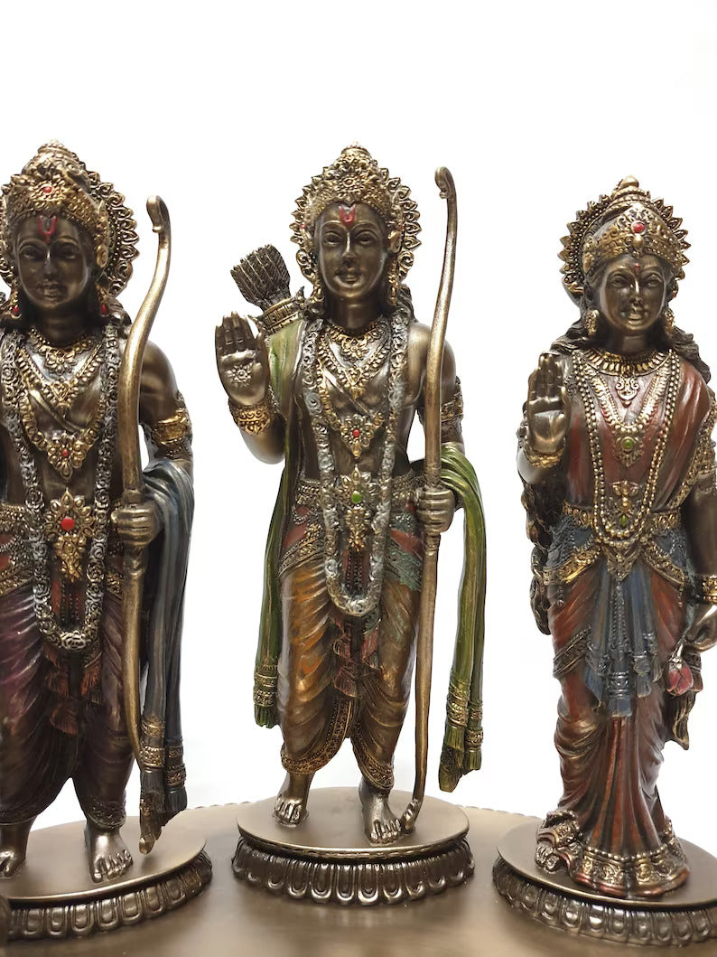 Deveie Crafts Ramdarbar Statue, Lord Rama, Lord Hanuman, Lord Lakshman, Sita Mata, Rama family statue, Hindu Gods statue, Ram With Hanuman - Deveie