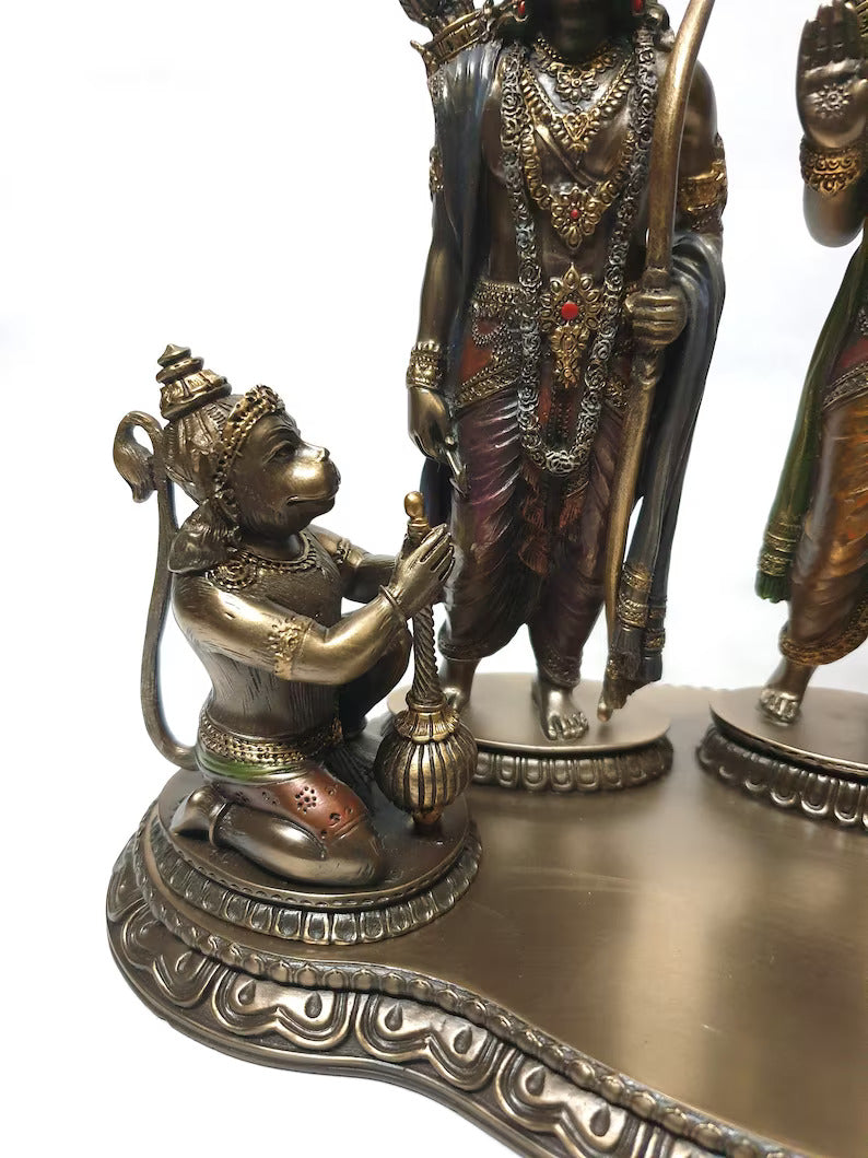 Deveie Crafts Ramdarbar Statue, Lord Rama, Lord Hanuman, Lord Lakshman, Sita Mata, Rama family statue, Hindu Gods statue, Ram With Hanuman - Deveie