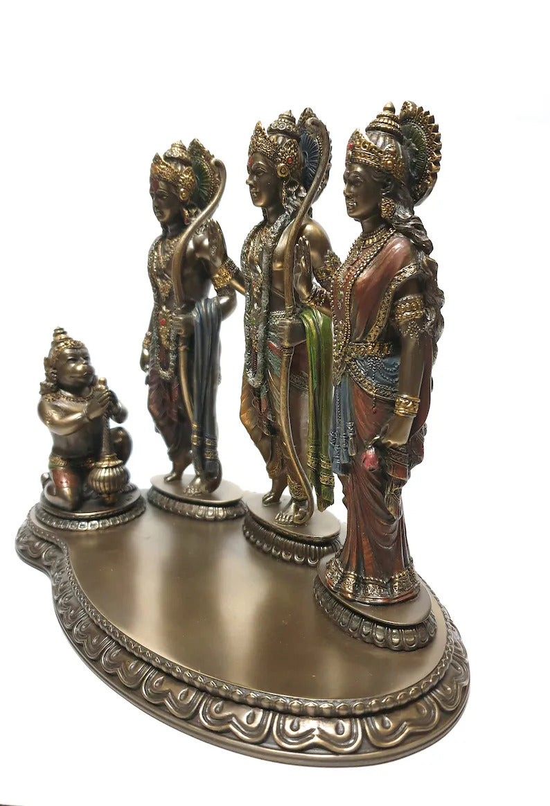Deveie Crafts Ramdarbar Statue, Lord Rama, Lord Hanuman, Lord Lakshman, Sita Mata, Rama family statue, Hindu Gods statue, Ram With Hanuman - Deveie