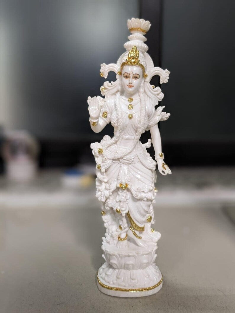 Deveie Crafts Radha Krishna Statue, White Marble Radha Krishna Idol - Handcrafted Statue of Radha and Krishna for Home Pooja or Decor. - Deveie