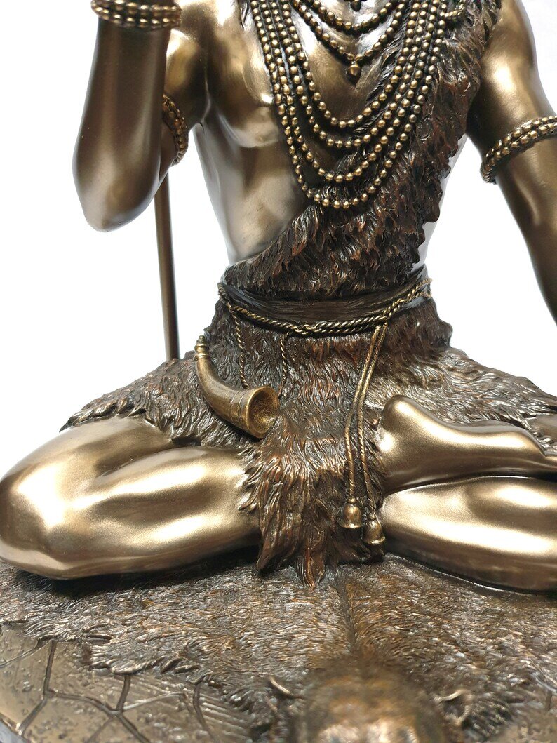 Deveie Crafts Shiva Statue in Dhyana Mudra, Lord Shiva Statue, Big Bonded Bronze Shiva Statue, Bronze Finish Shiva Idol, Blessing Siva Idol (27 cm) - Deveie